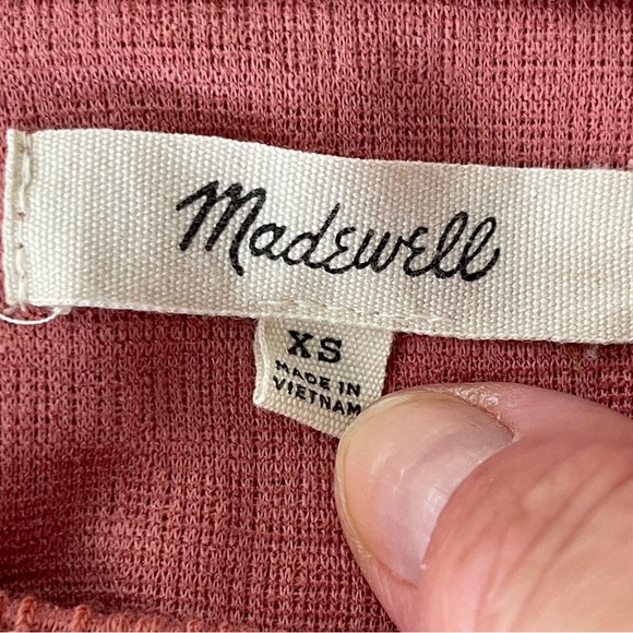 Madewell Coral Pink Short Cold Shoulder Sleeve Blouse Top Size XS - Picture 7 of 8